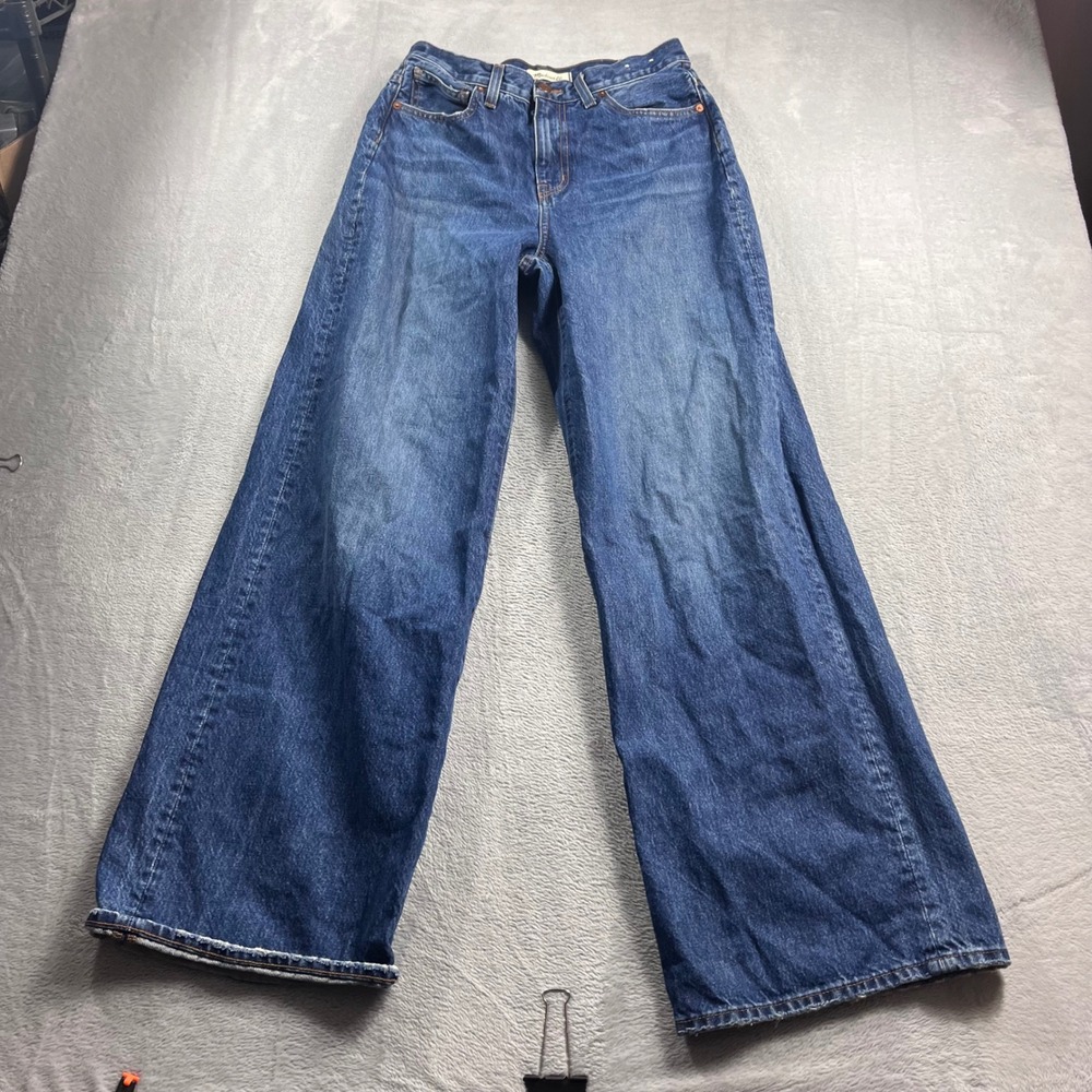 Madewell Superwide-Leg Jeans Womens 27 High Rise Blue Denim Wide Leg Pants‎